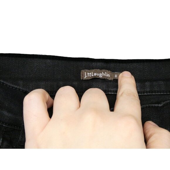 J.McLaughlin‎ Jeans Womens 8 Wide Leg Relaxed Crop Mid Rise Stretch Denim Black - Picture 3 of 10